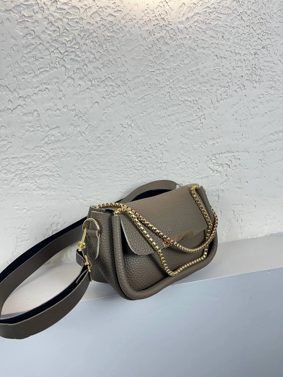 Koyu Vizon A Kalite Deri Zincirli Çanta CB6325