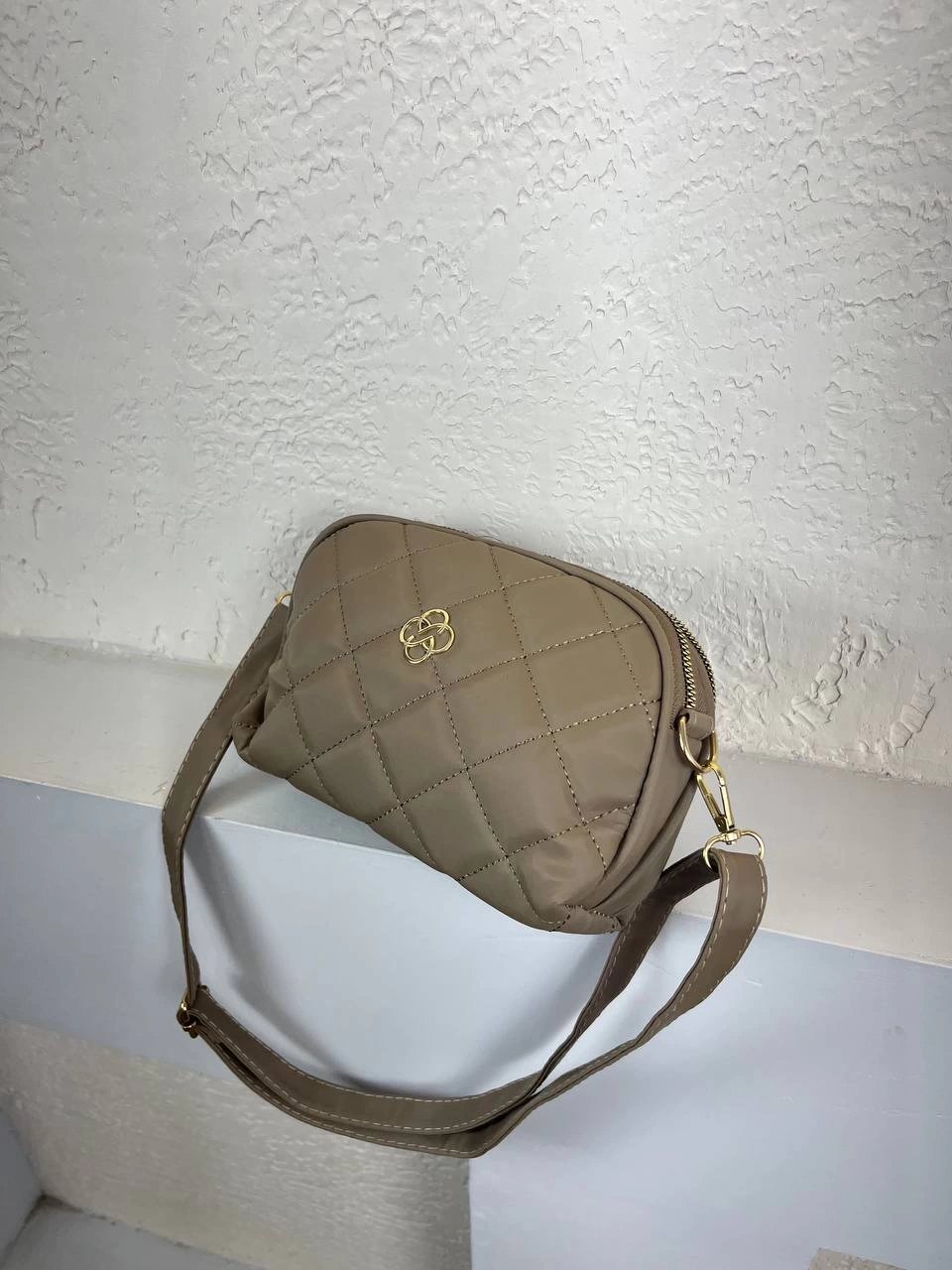 Koyu Vizon Kapitone 2 Bölme Çapraz Çanta CB2044