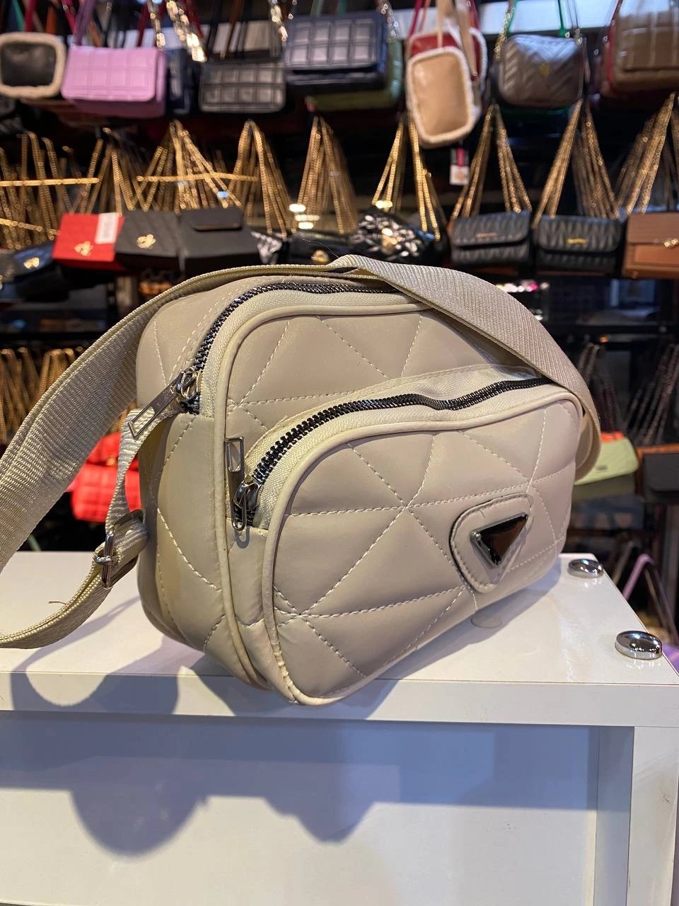 Krem 2 Bölmeli Kapitone Çanta 2024