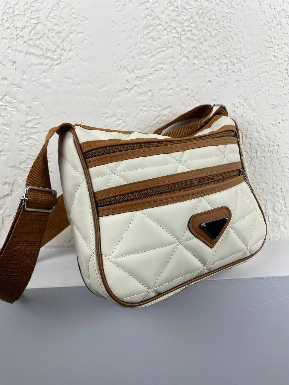 Krem 3 Bölme Çapraz Çanta