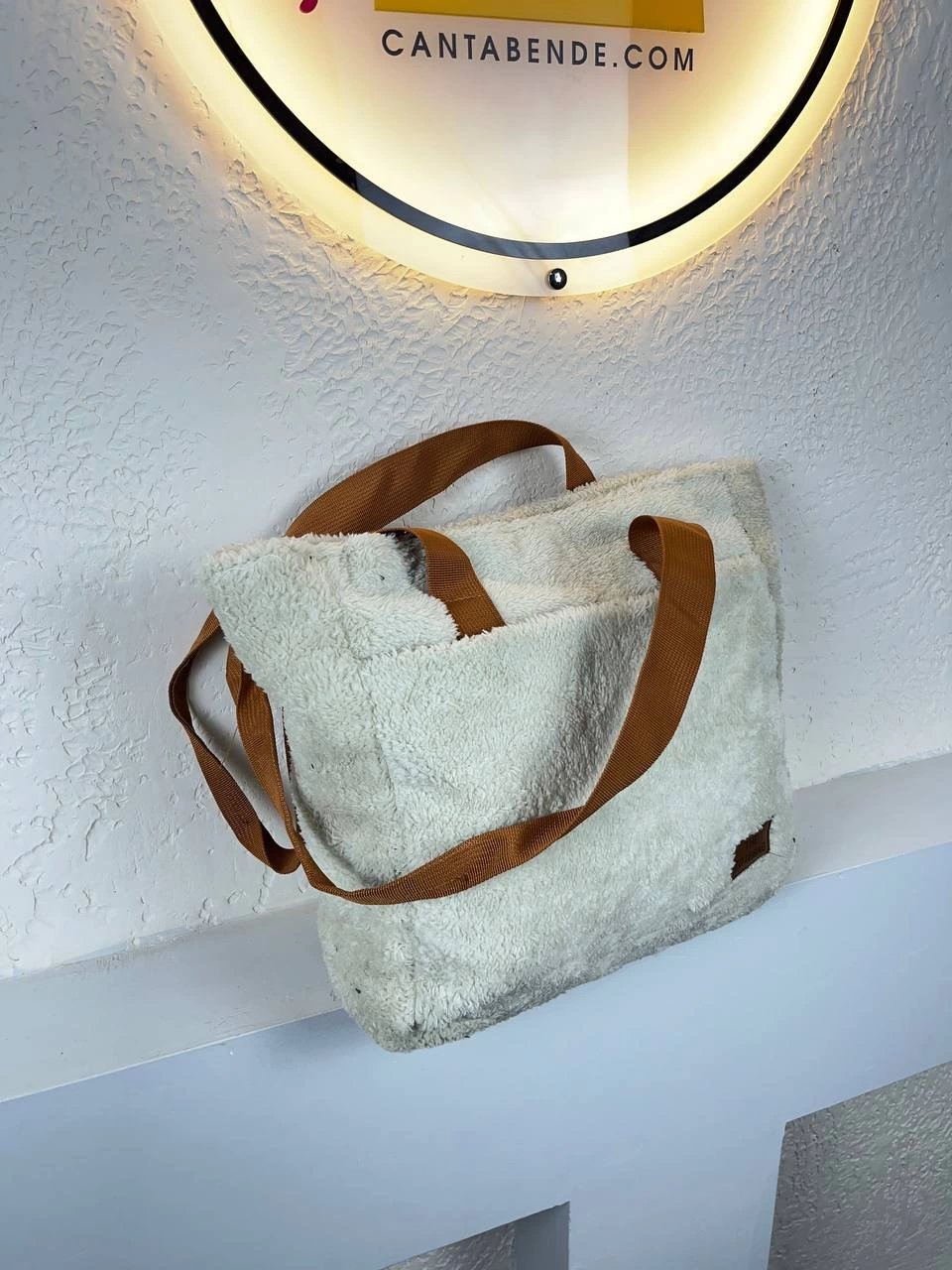 Krem Büyük Kol Peluş Kalite Çanta CB7290