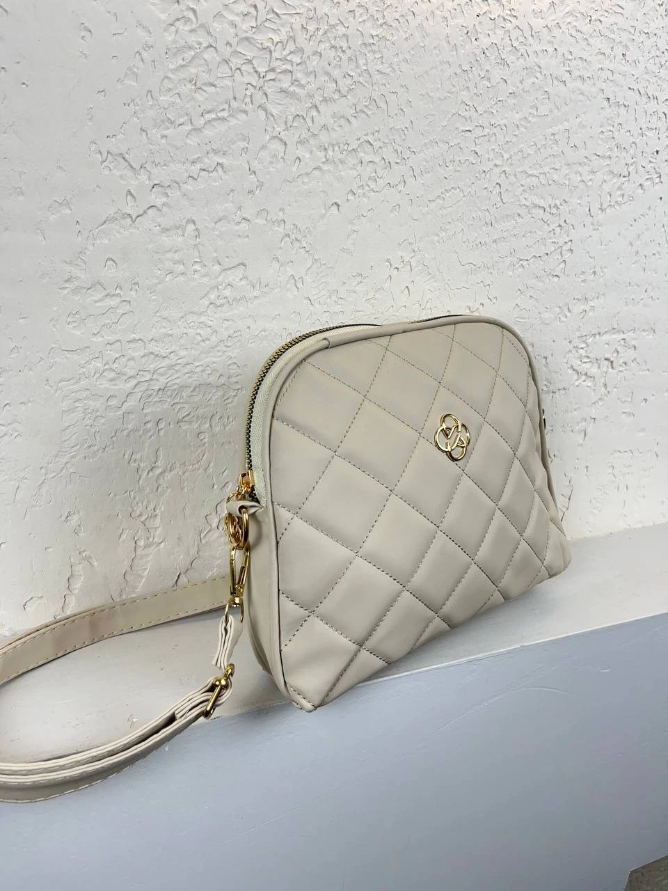 Krem Kalite Kapitone Çanta CB9651