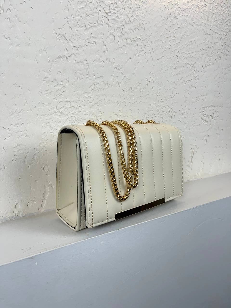 Krem Kalite Zincirli Çapraz Çanta CB65217