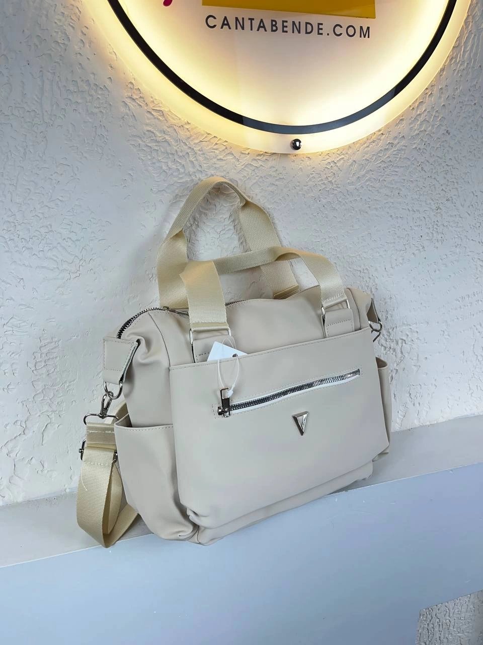 Krem Kaliteli 3 Bölme Kol Çanta CB0924