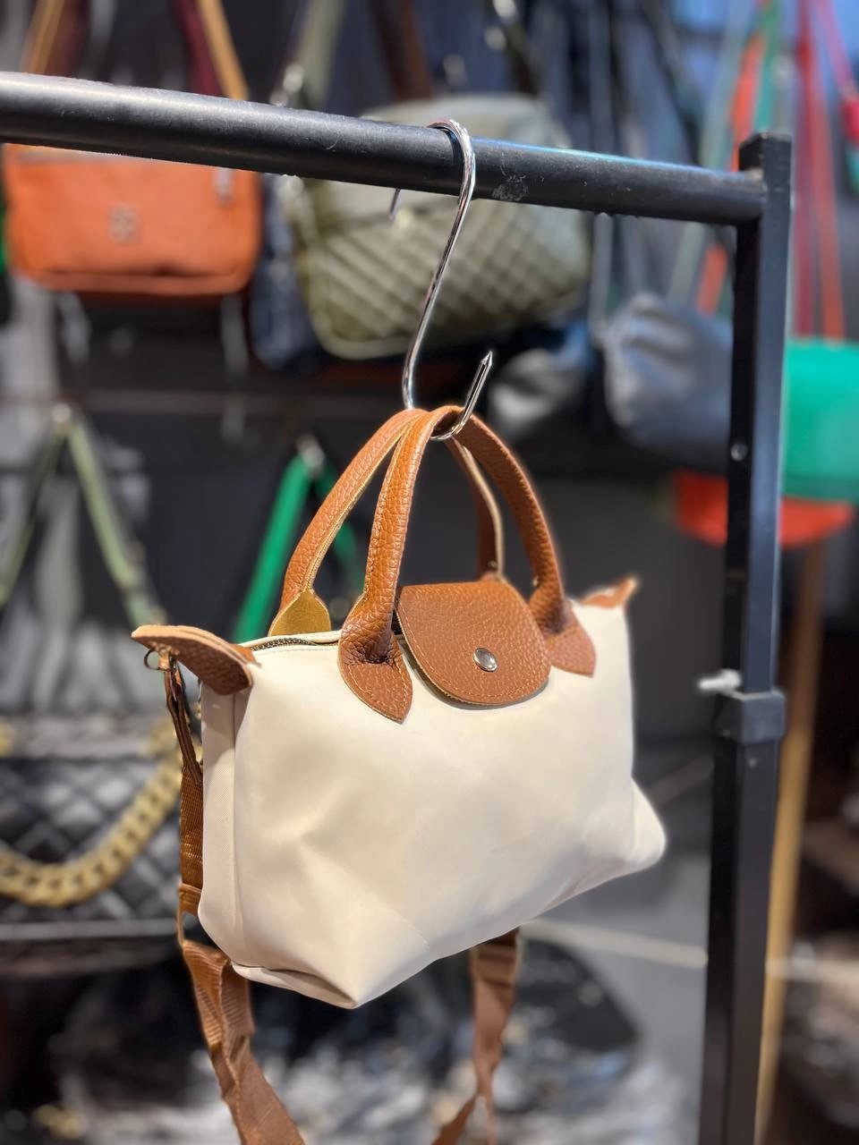 Krem Kanvas Kumaş Çapraz Çanta