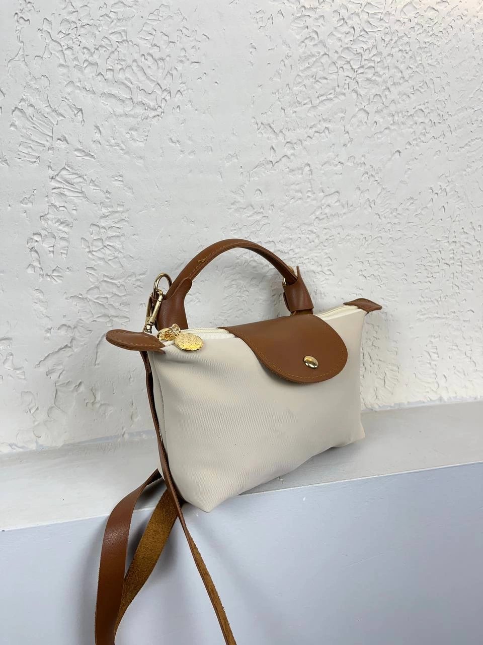 Krem Kanvas Mini Çapraz Çanta CB5982