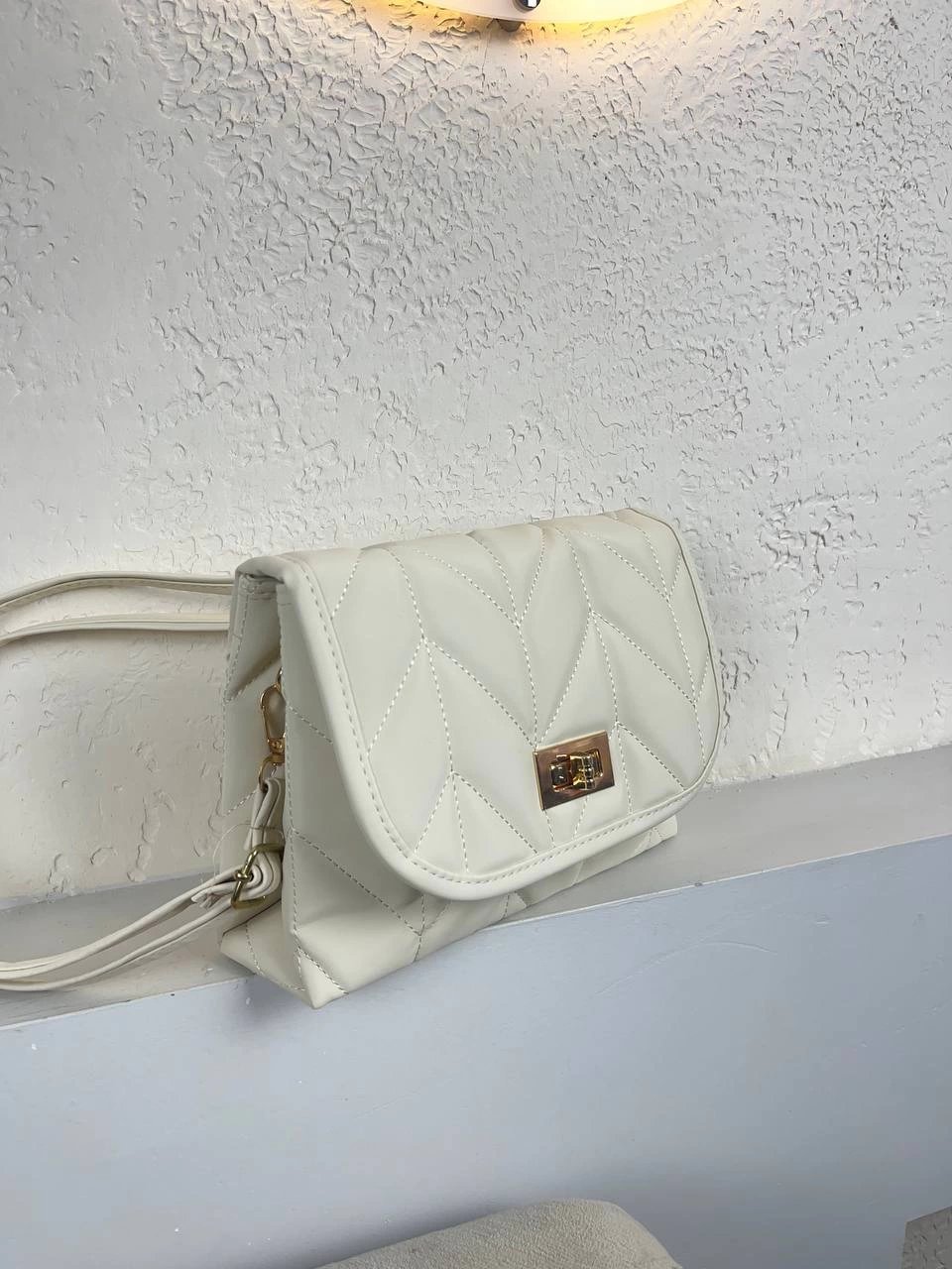 Krem Kapitone 2 Bölme Çanta CB2414