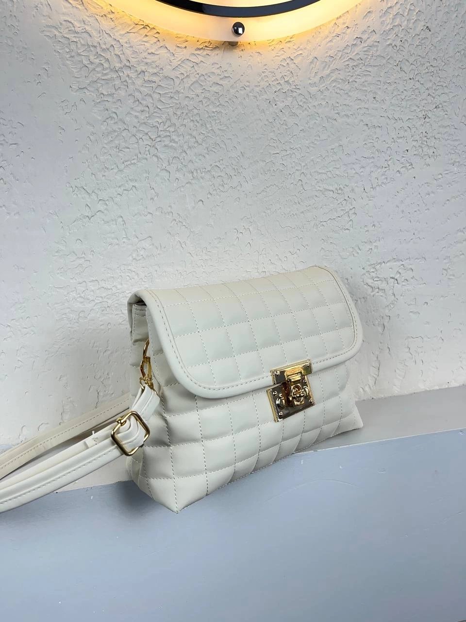 Krem Kapitone 2 Bölme Çanta CB3278