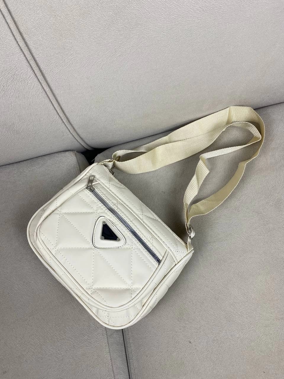 Krem Kapitone 2 Bölme Kol Çanta