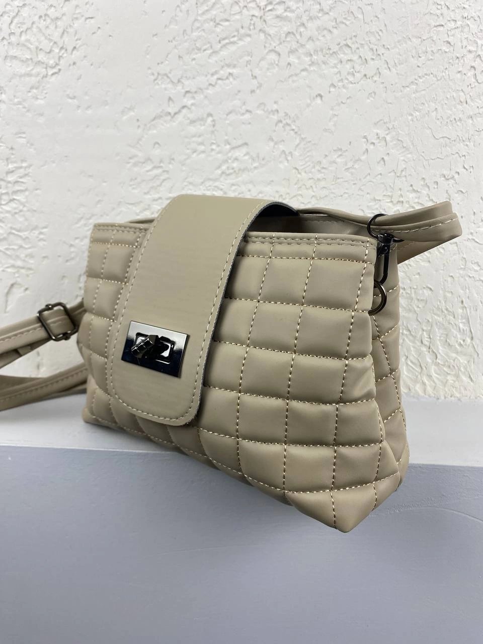 Krem Kapitone 2 Bölmeli Kalite Çanta CB8798