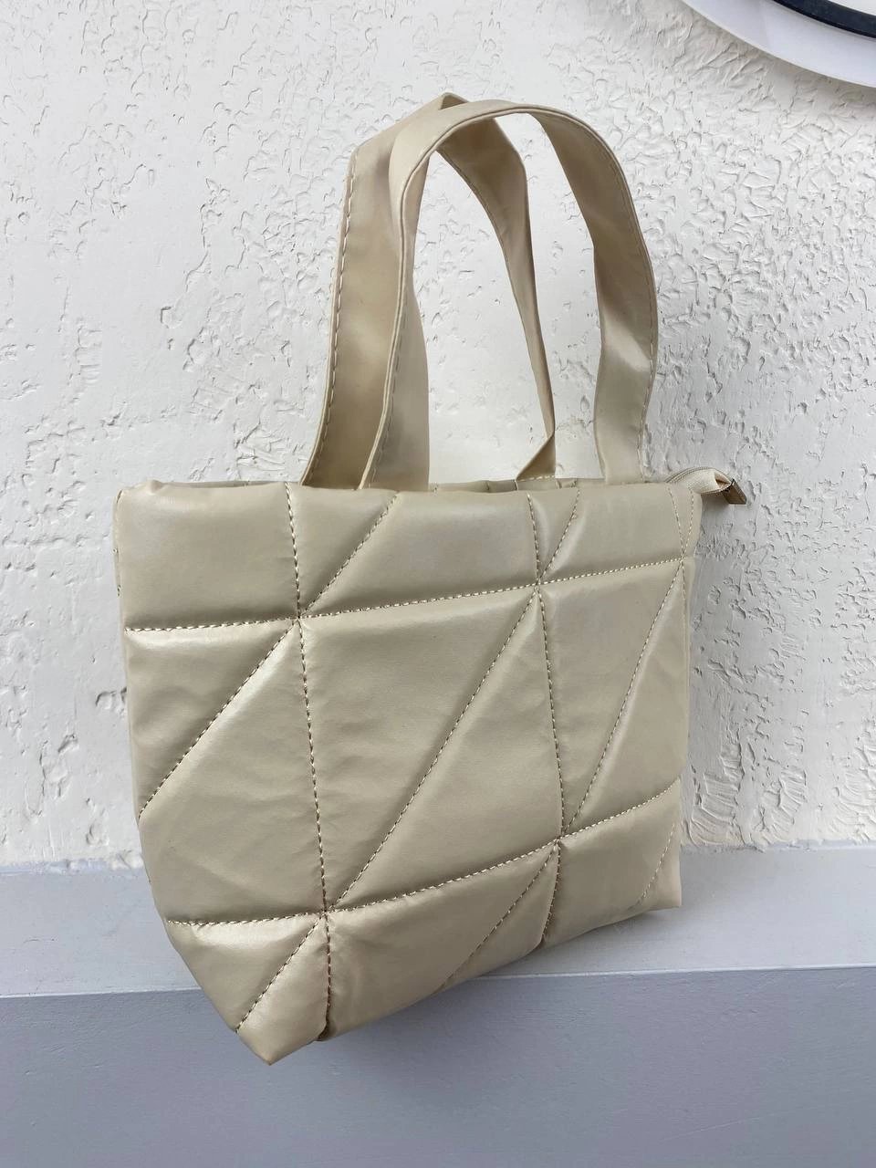 Koyu Krem Kapitone Kol Çanta