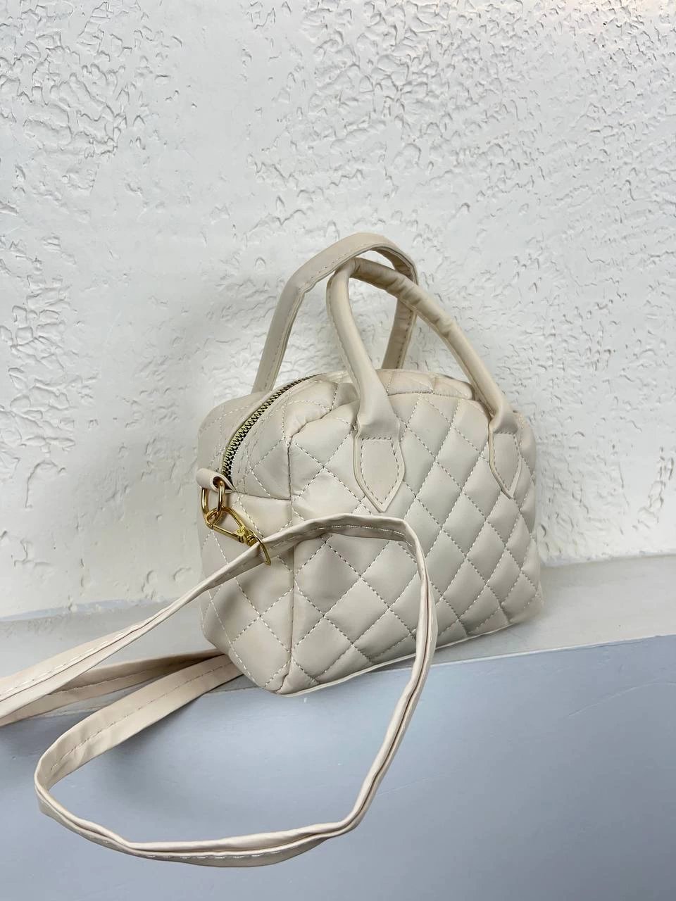 Krem Mini Boy Kapitone Çanta CB2476