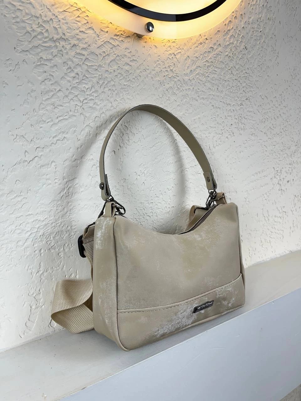 Krem Nubuk Çapraz Çanta CB8883