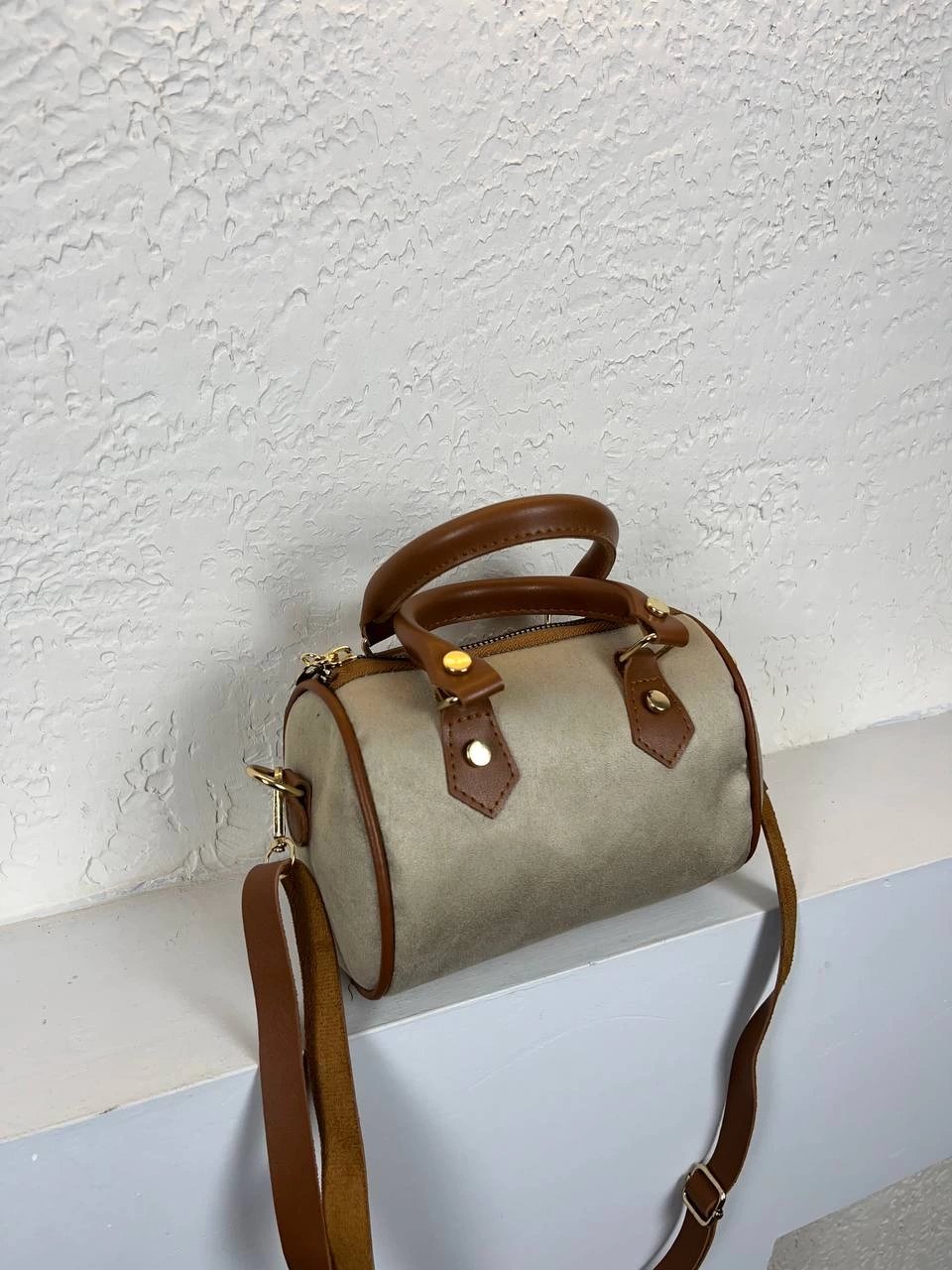 Krem Nubuk Silindir Çanta CB8530