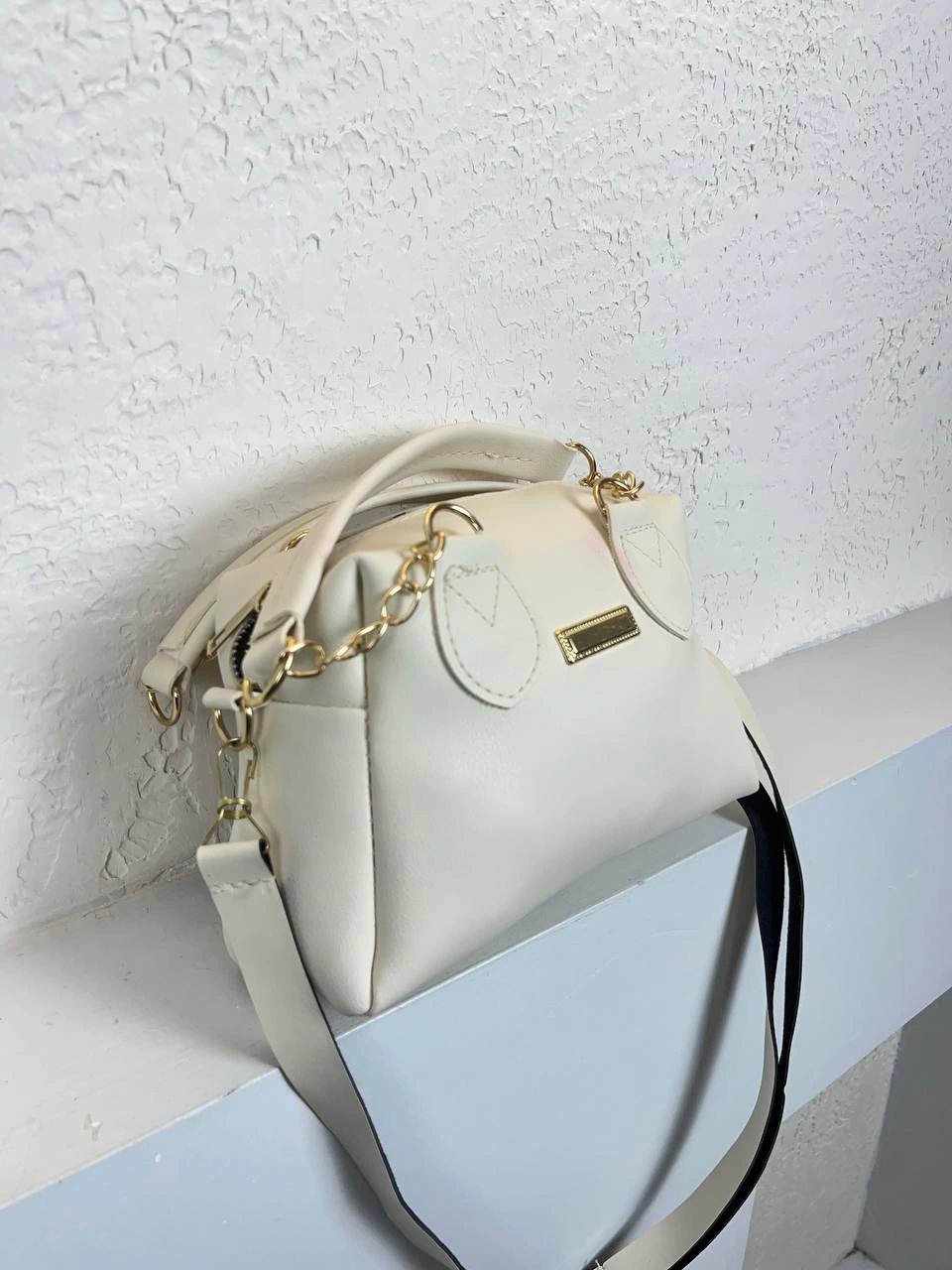 Krem Renk Deri Çapraz Çanta CB3719