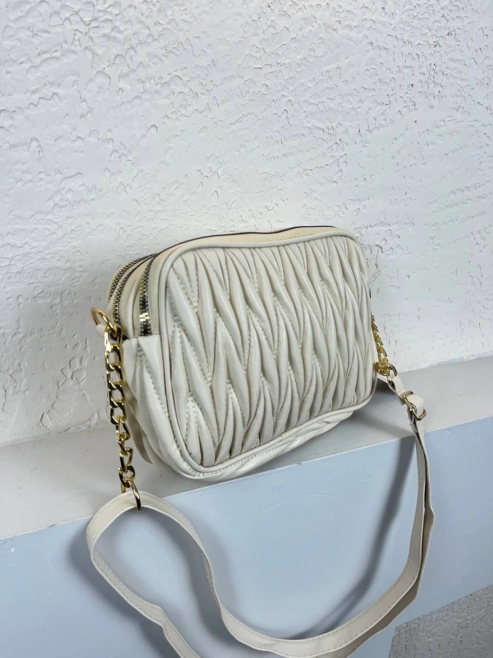 Krem Renk Kalite 3 Bölme Çapraz Çanta CB3069