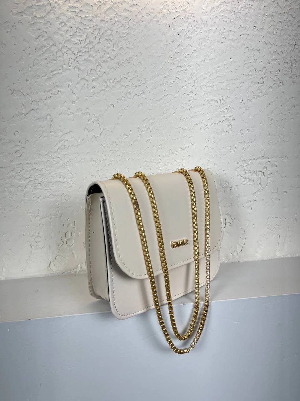 Krem Renk Kalite Deri Zincirli Çanta CB8539