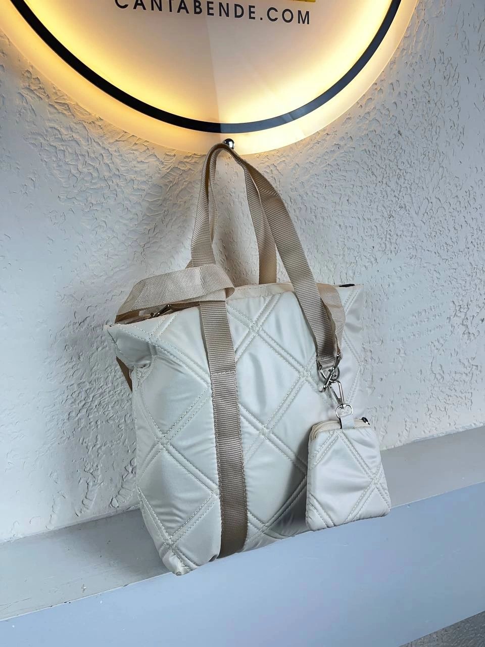 Krem Renk Kalite Kapitone Çanta CB5544