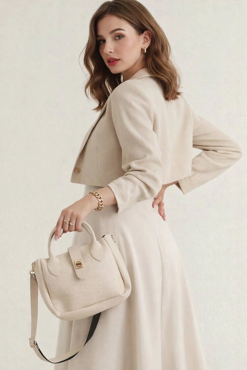 Krem Renk LAKOS Deri Çapraz Çanta CB72382