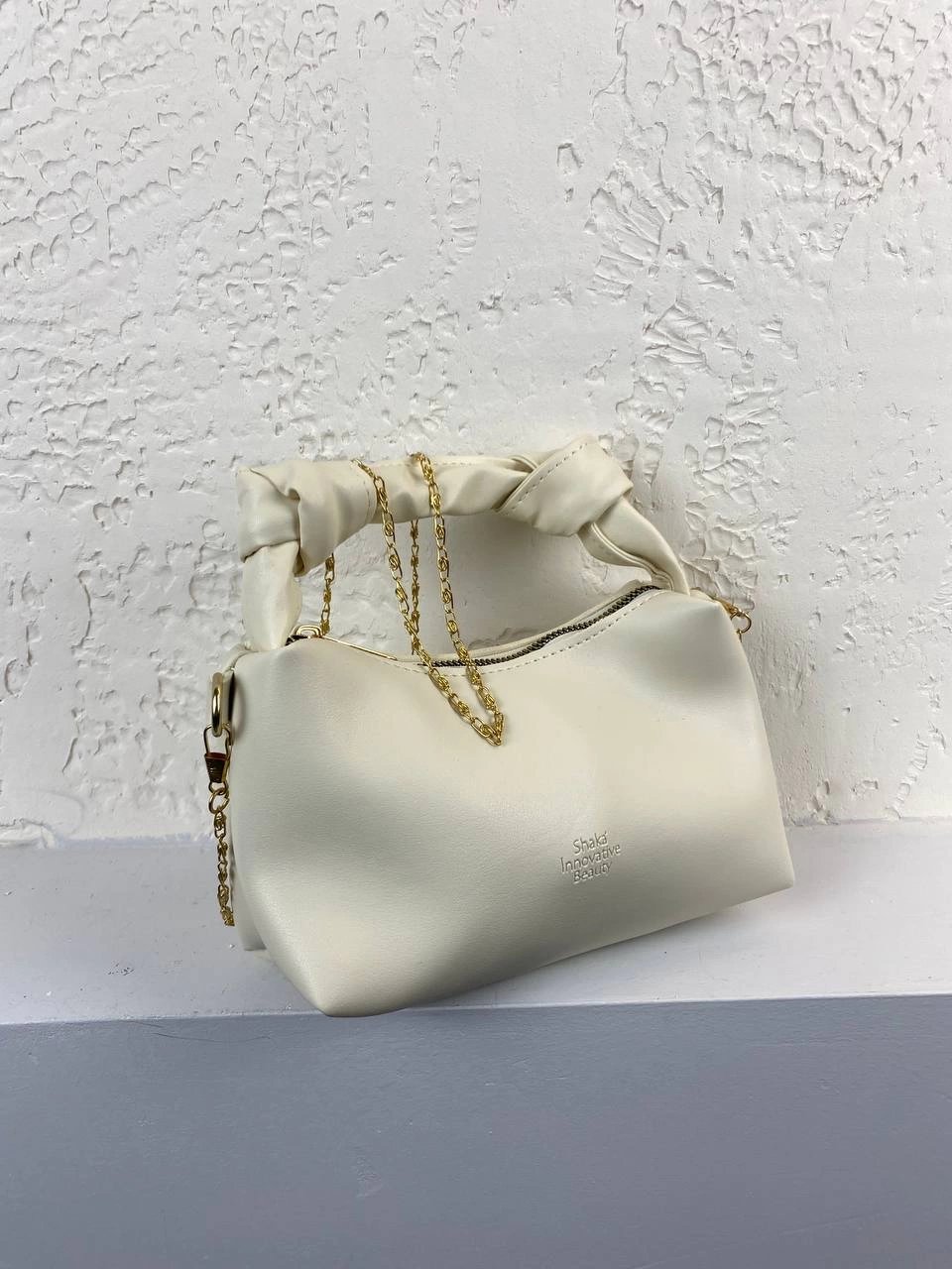 Krem Renk Mini Boy Zincirli Çanta