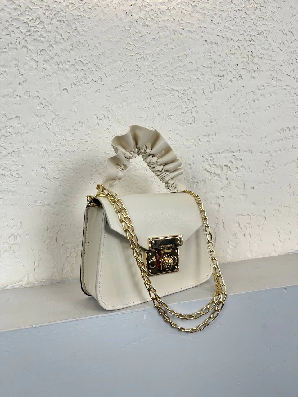 Krem Renk MİNİ zincirli Çanta CB4196