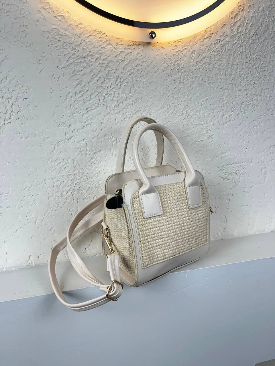 Krem Renk Önü Hasır Kalite Çanta CB8272
