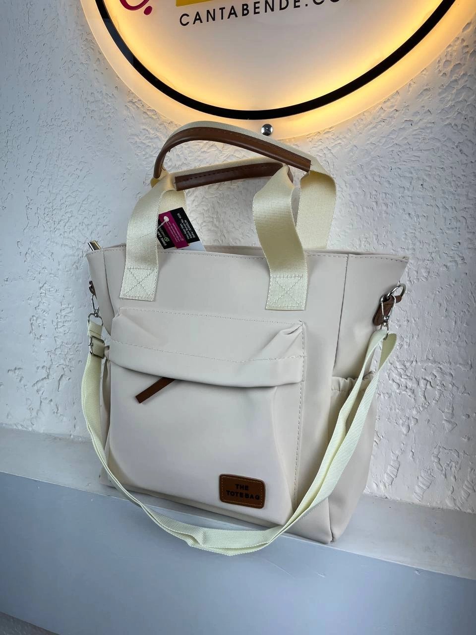 Krem Tote Kalite Çanta CB3123
