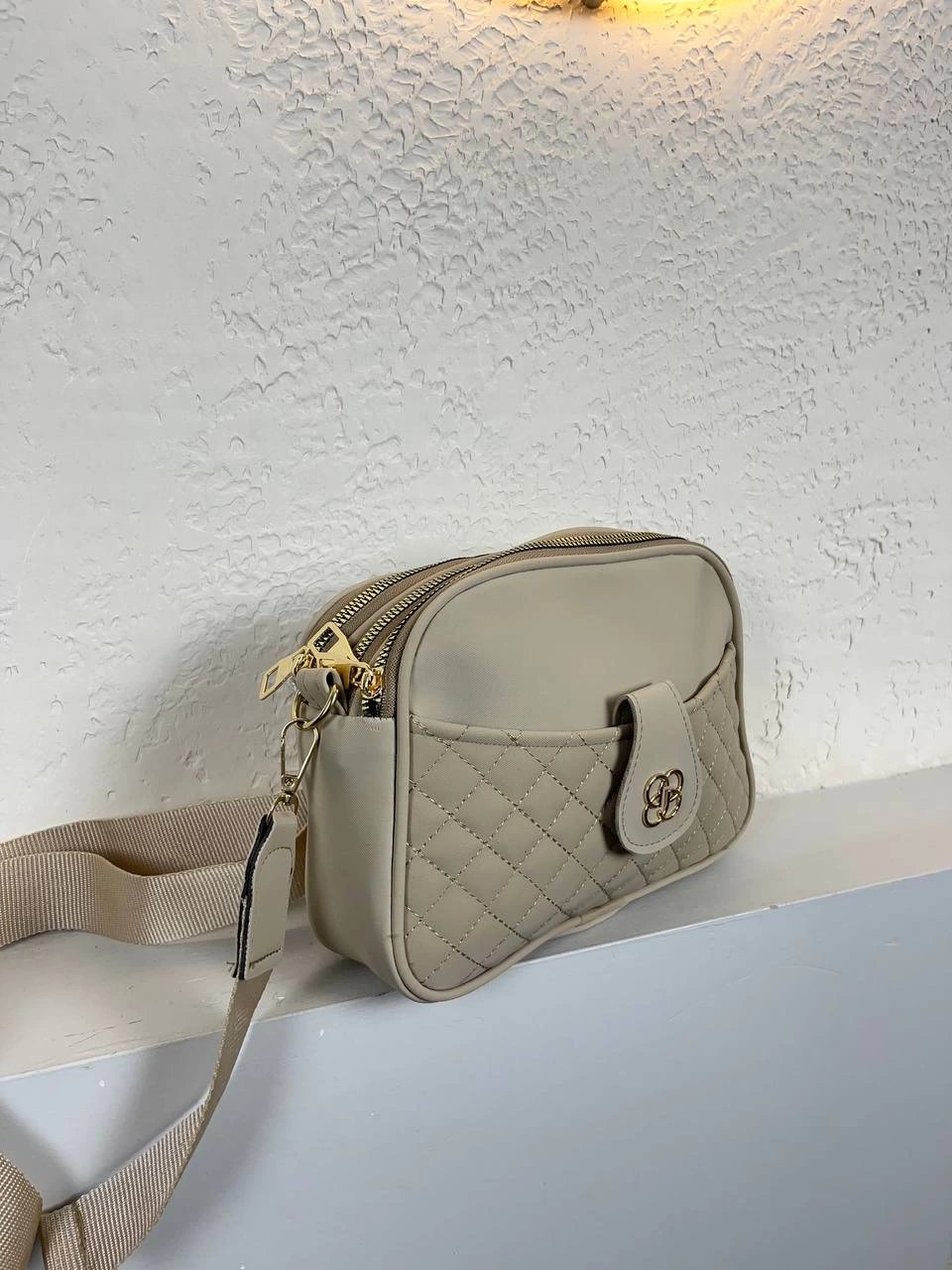 Krem Vizon 3 Bölme Astarlı Çanta CB6371