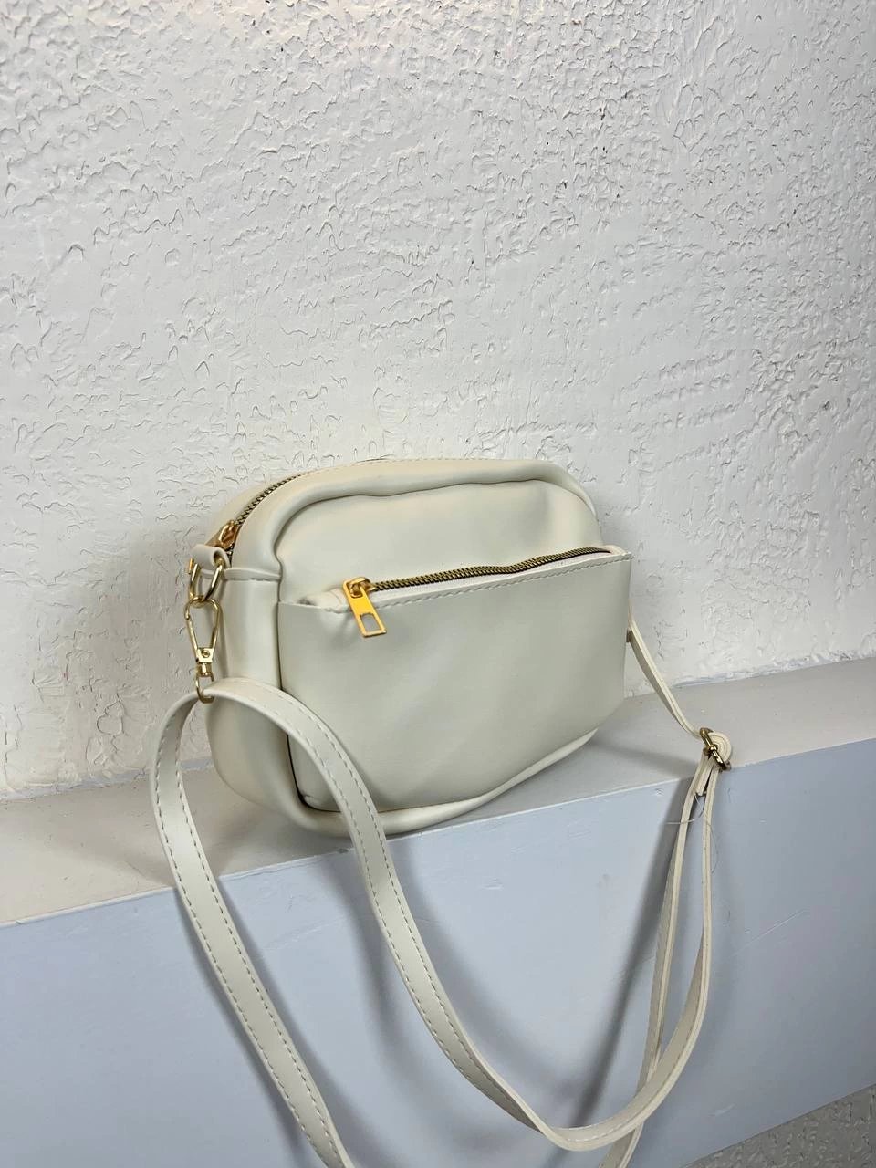 Krem Yumuşak Deri 2 Bölme Çanta CB2793