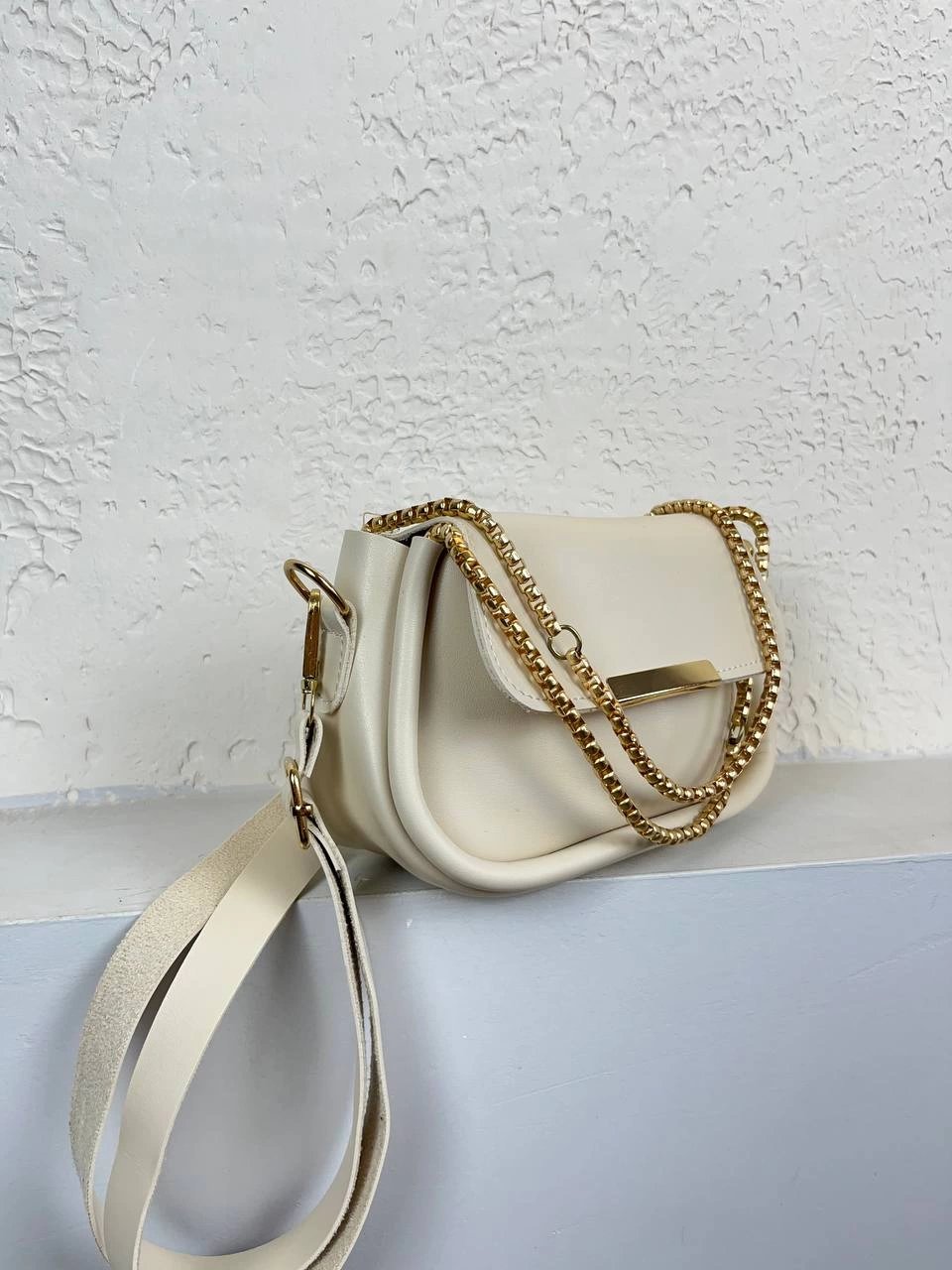 Krem Yumuşak Zincirli Çapraz Çanta CB2125