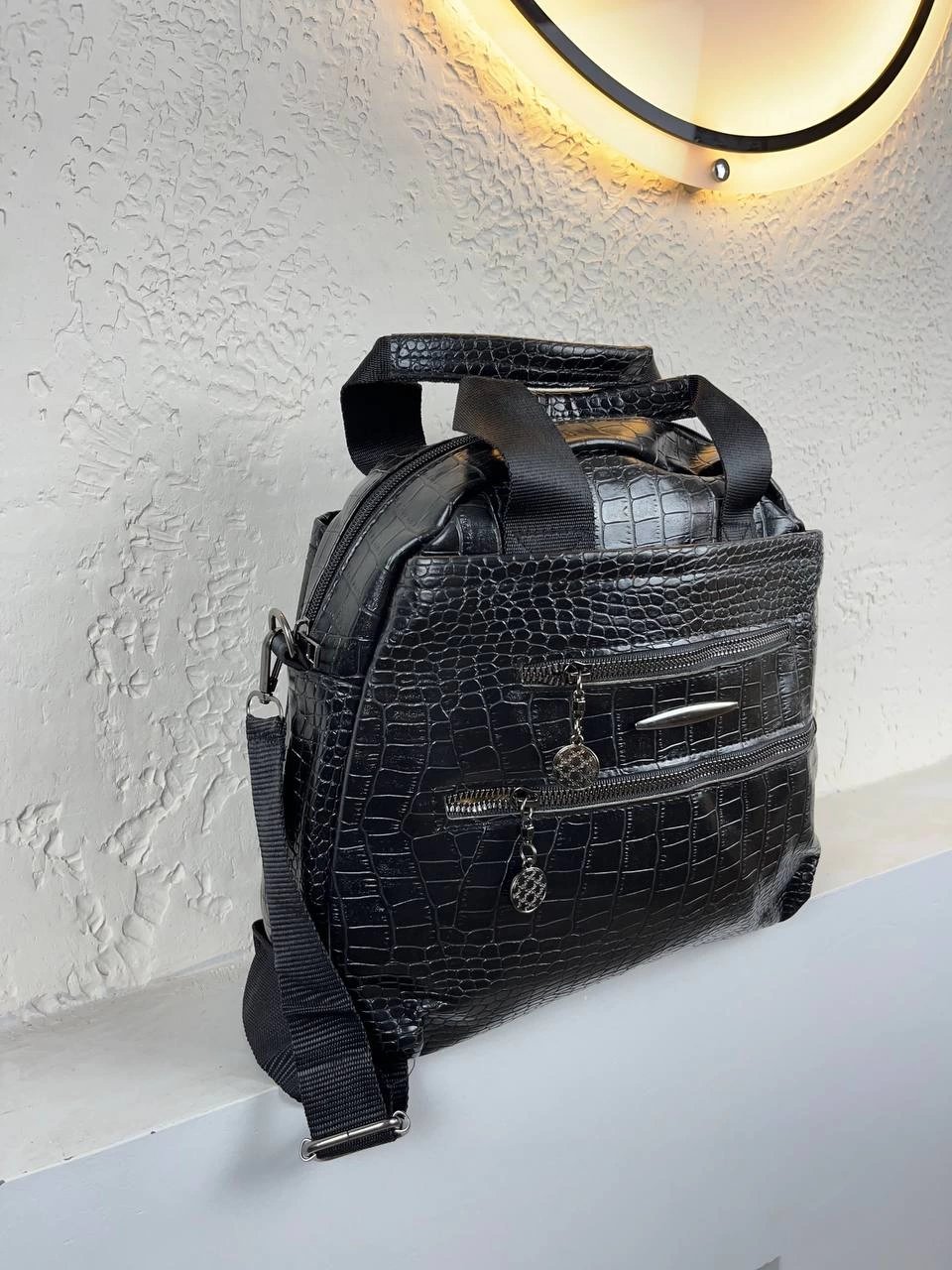 Kroko Siyah 5 Bölme Çanta Kalite