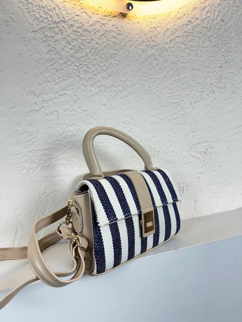 Lacivert Çizgili Vizon Sap Çanta Vedat2013