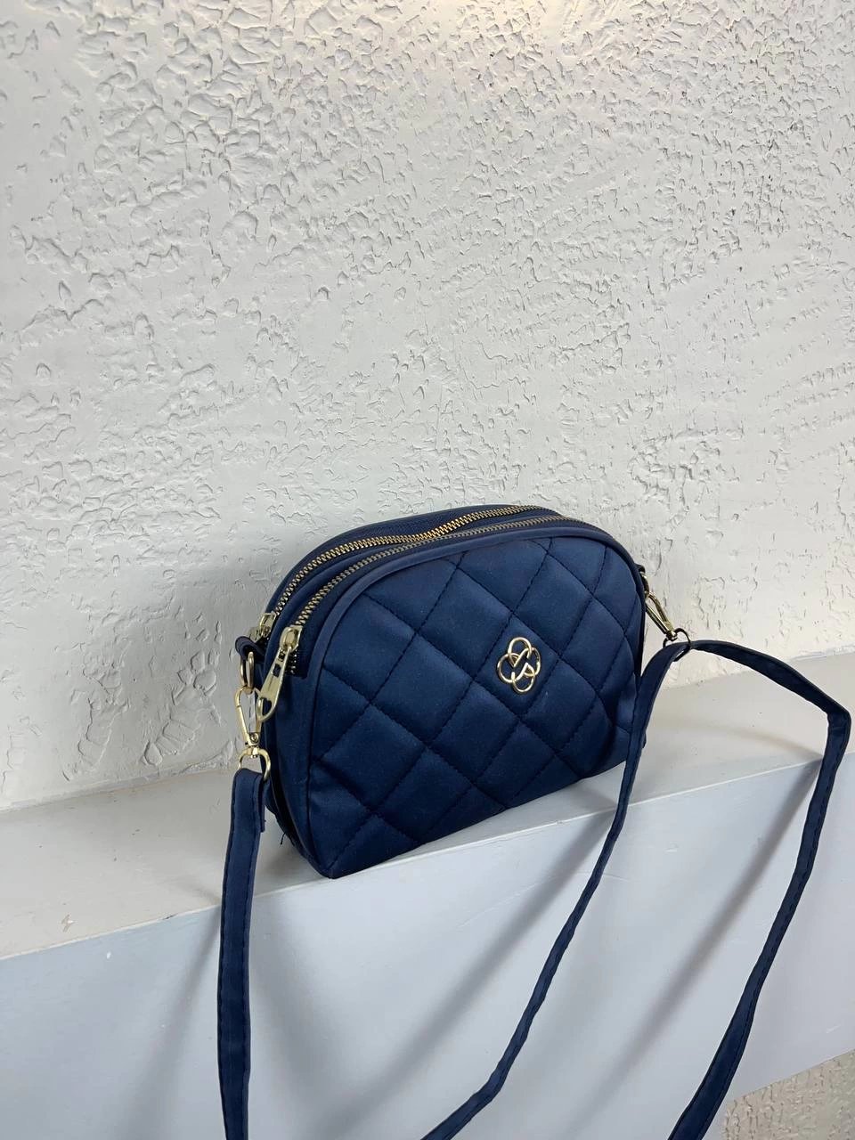 Lacivert Kapitone 2 Bölme Çapraz Çanta CB2044