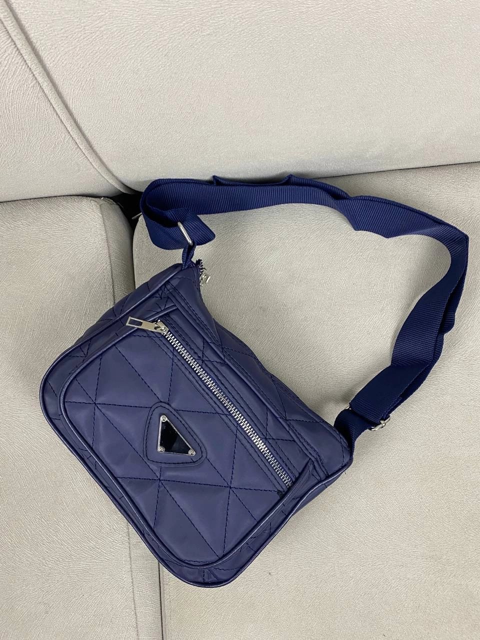 Lacivert Kapitone 2 Bölme Kol Çanta