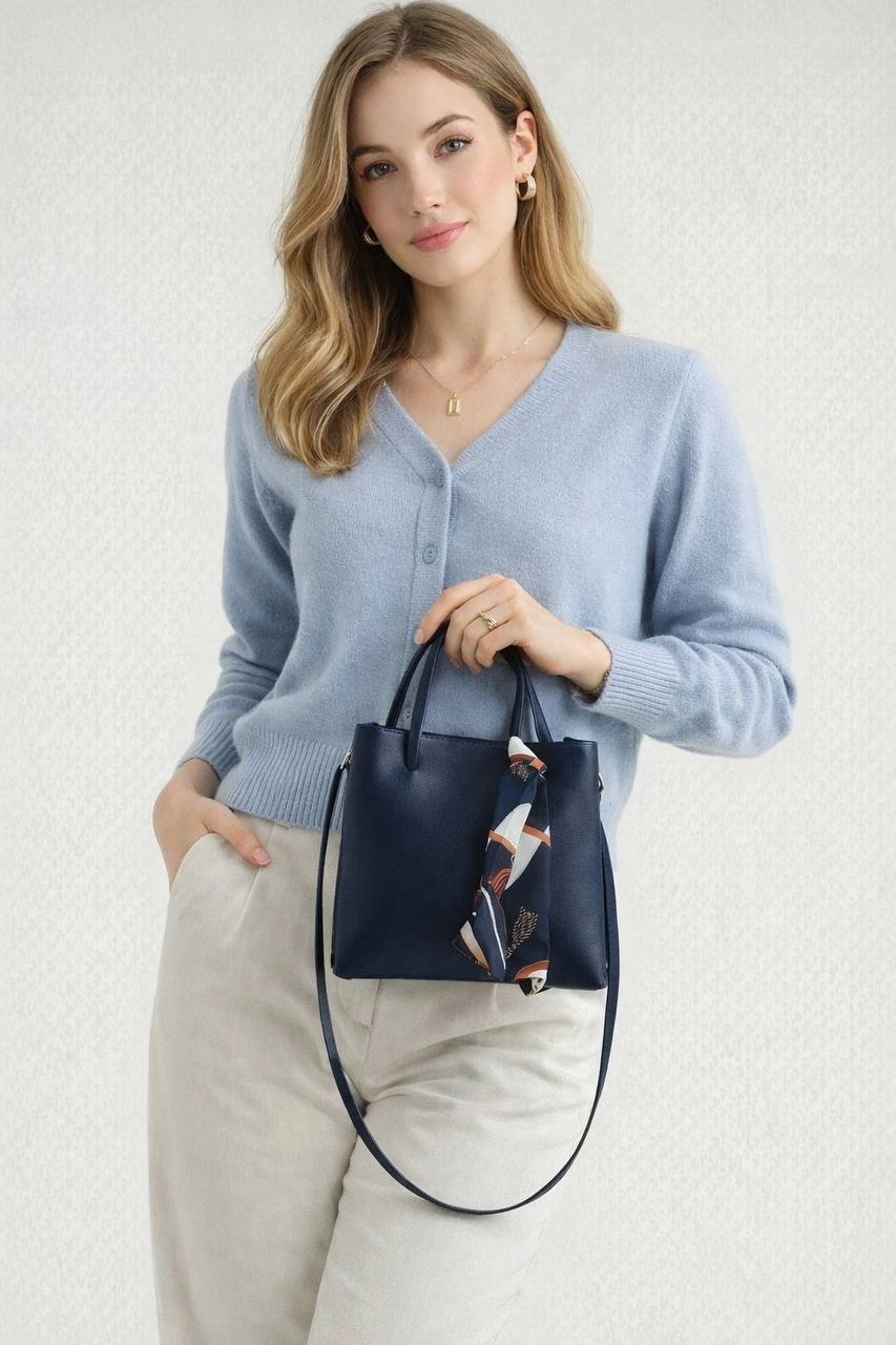 Lacivert MİNİ BOY Fularlı Çanta CB0000