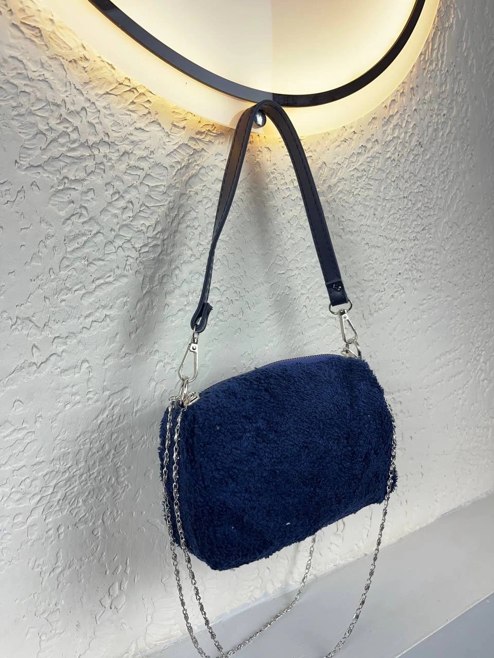 Lacivert Peluş Silindir Çanta CB6309