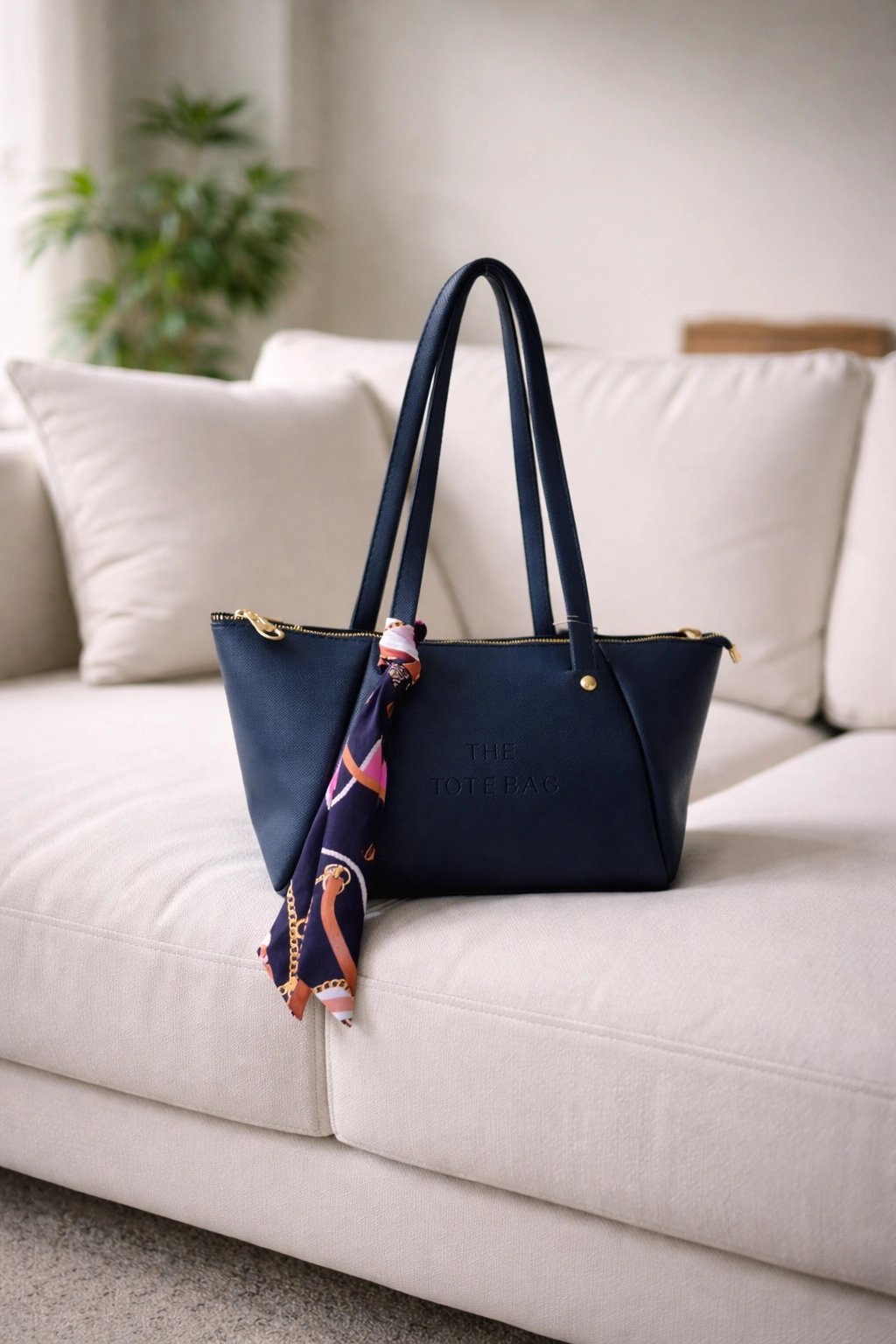 Lacivert Renk Lakos Fularlı Çanta CB72911