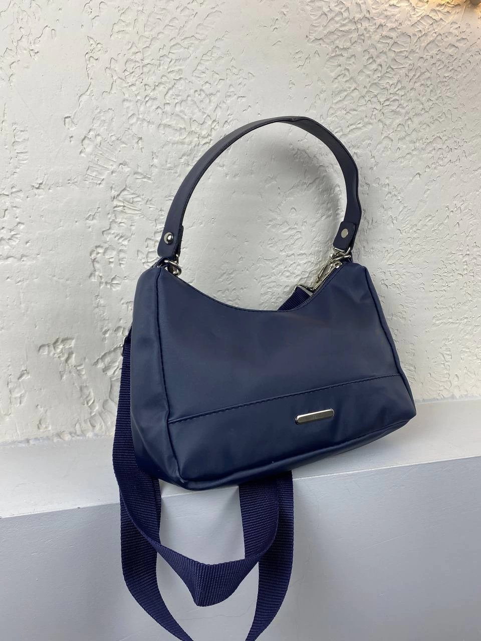 Lacivert Renk Saten Deri Çanta