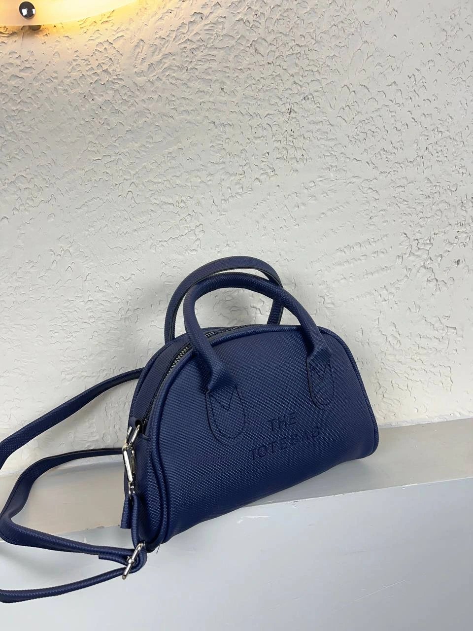 Lacivert Renk Tote Lakos Deri Çanta CB9256