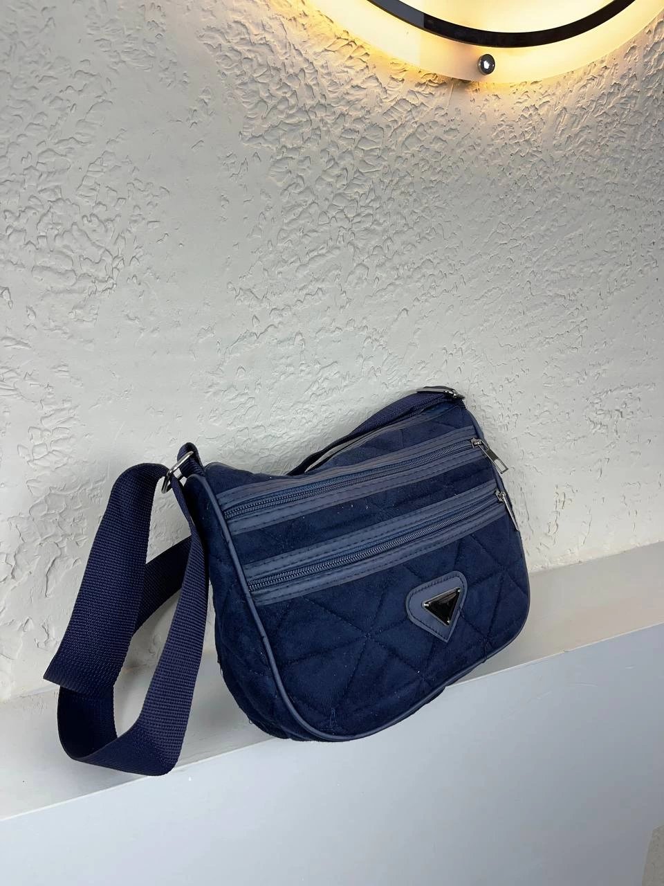 Lacivert Süet 3 Bölme Çanta CB2519