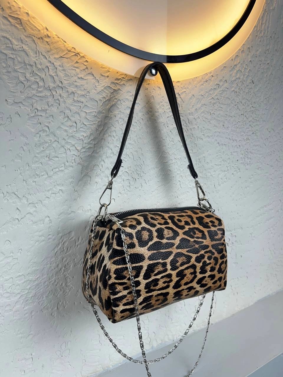 Leopar Peluş Silindir Çanta CB6309