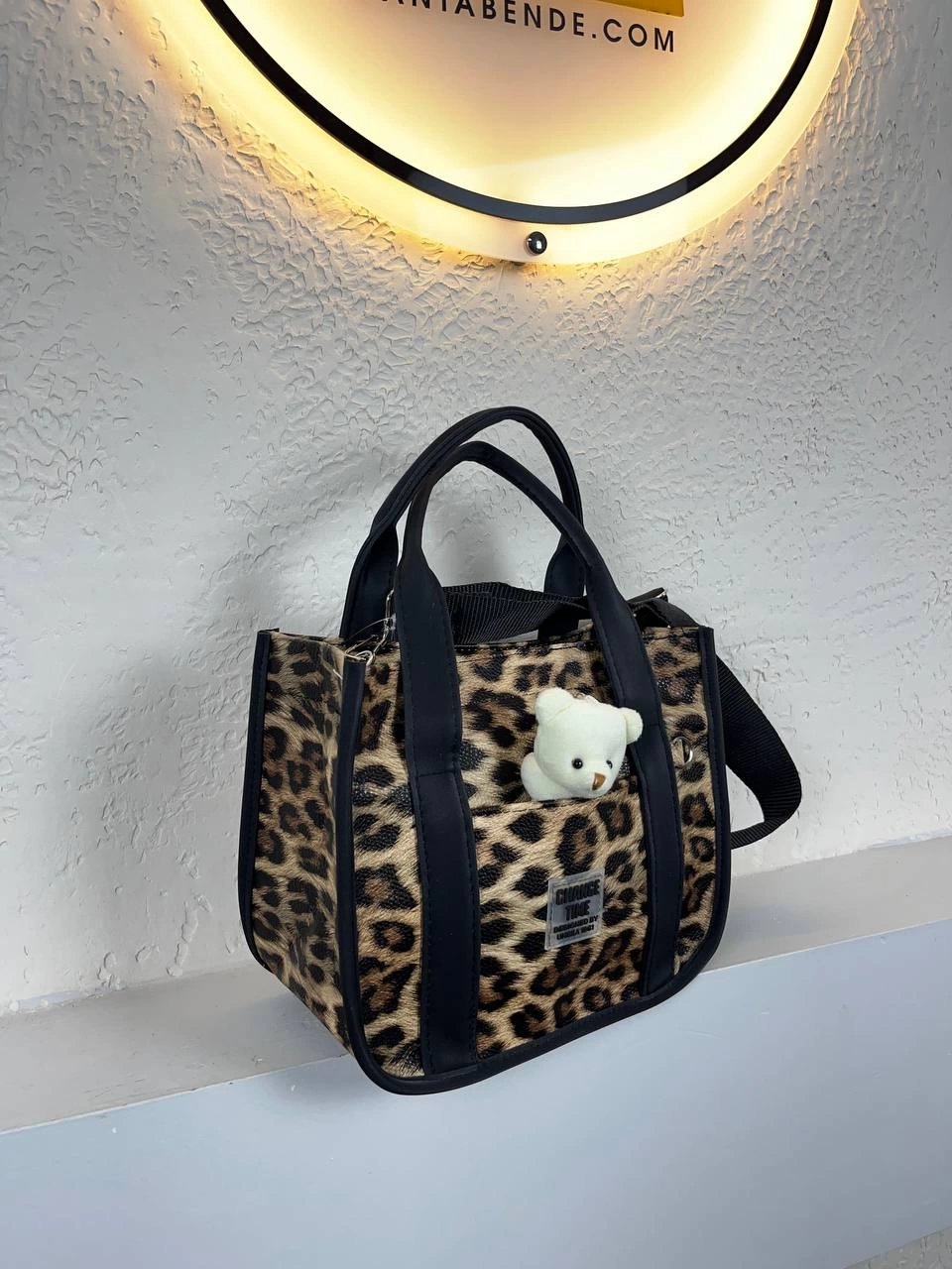 Leopar Renk Ayıcıklı Hediyeli Çanta CB0283