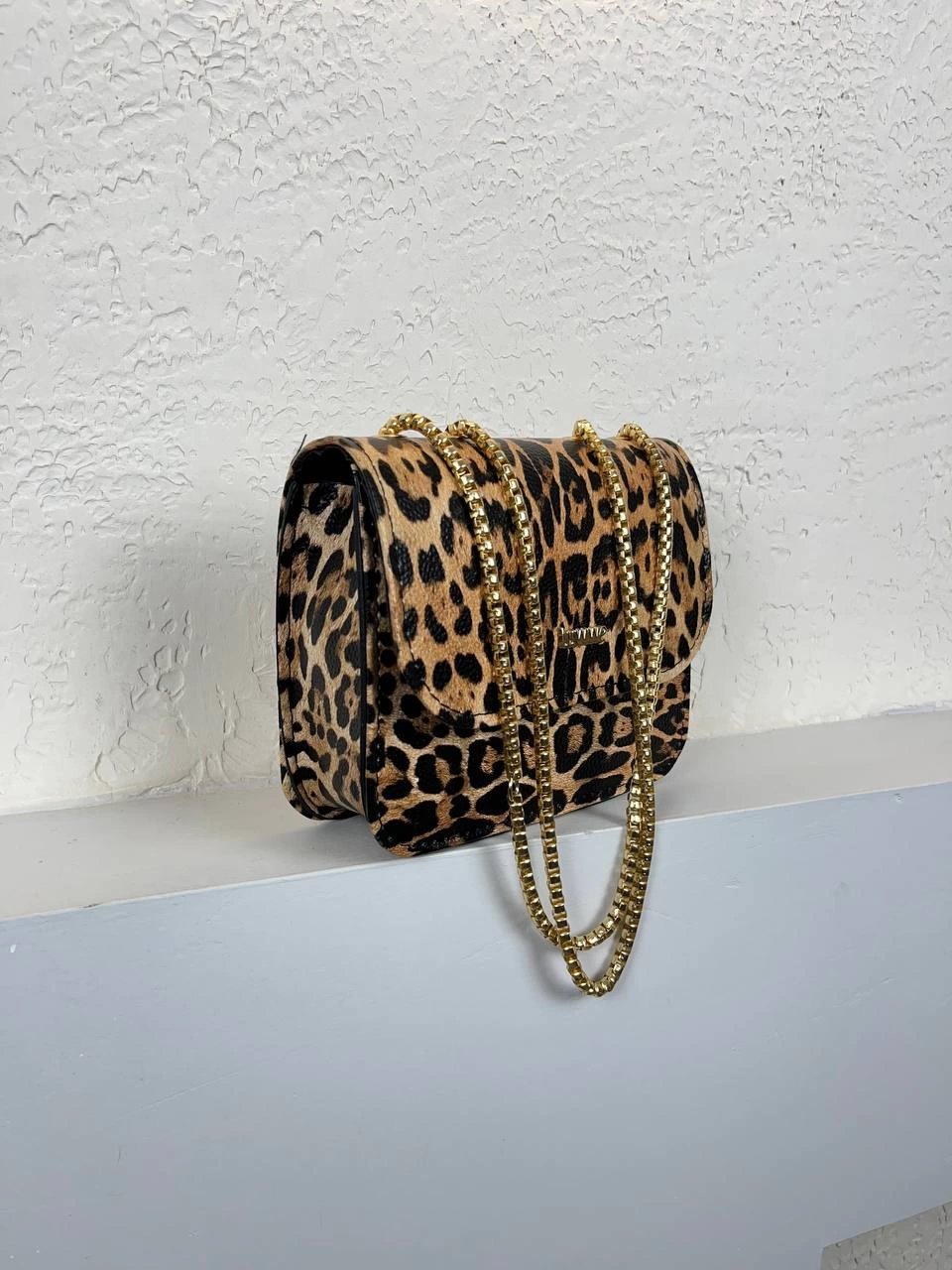 Leopar Renk Kalite Deri Zincirli Çanta CB8539