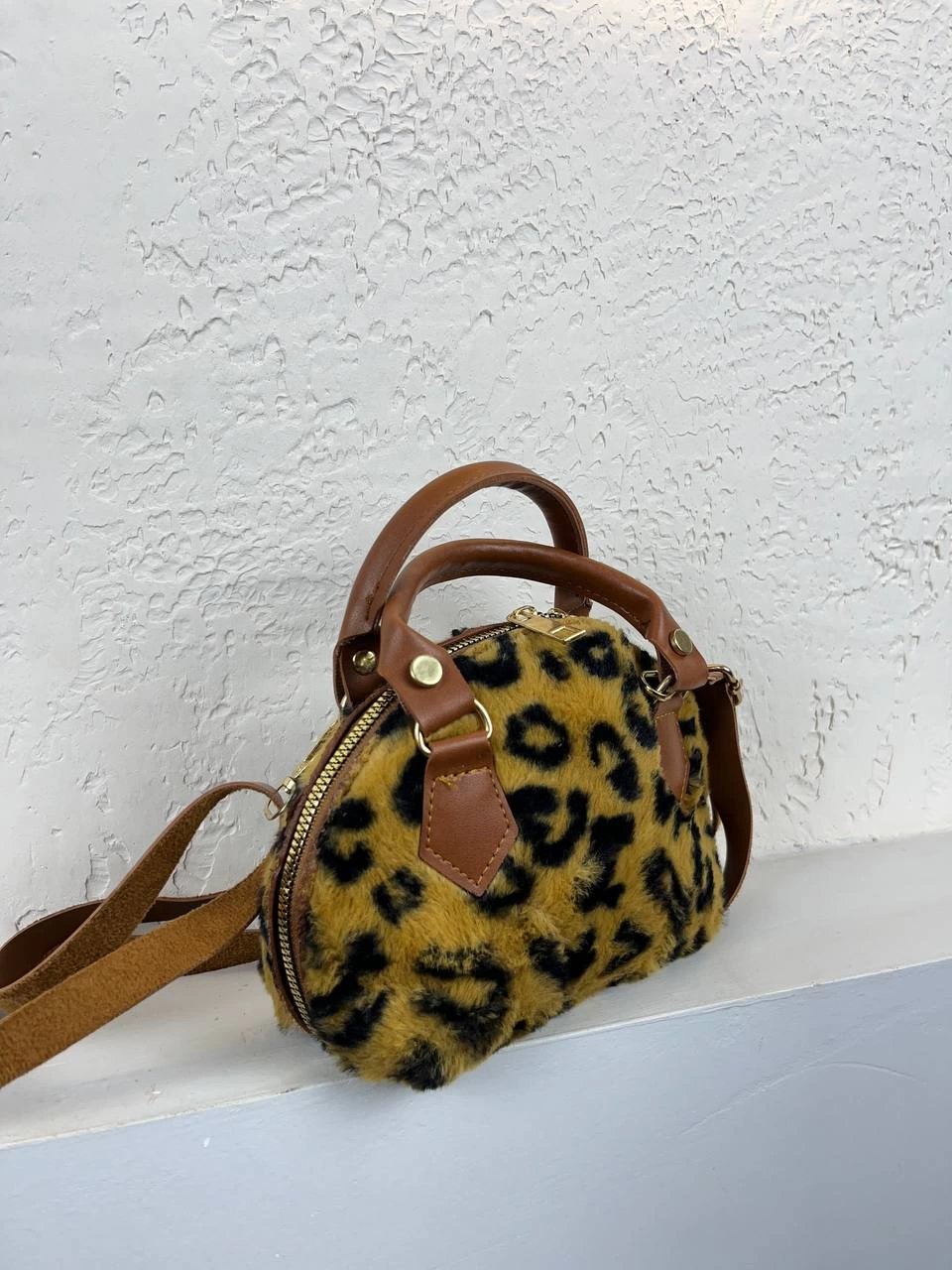 Leopar Renk Nubuk Mini Çanta CB96399
