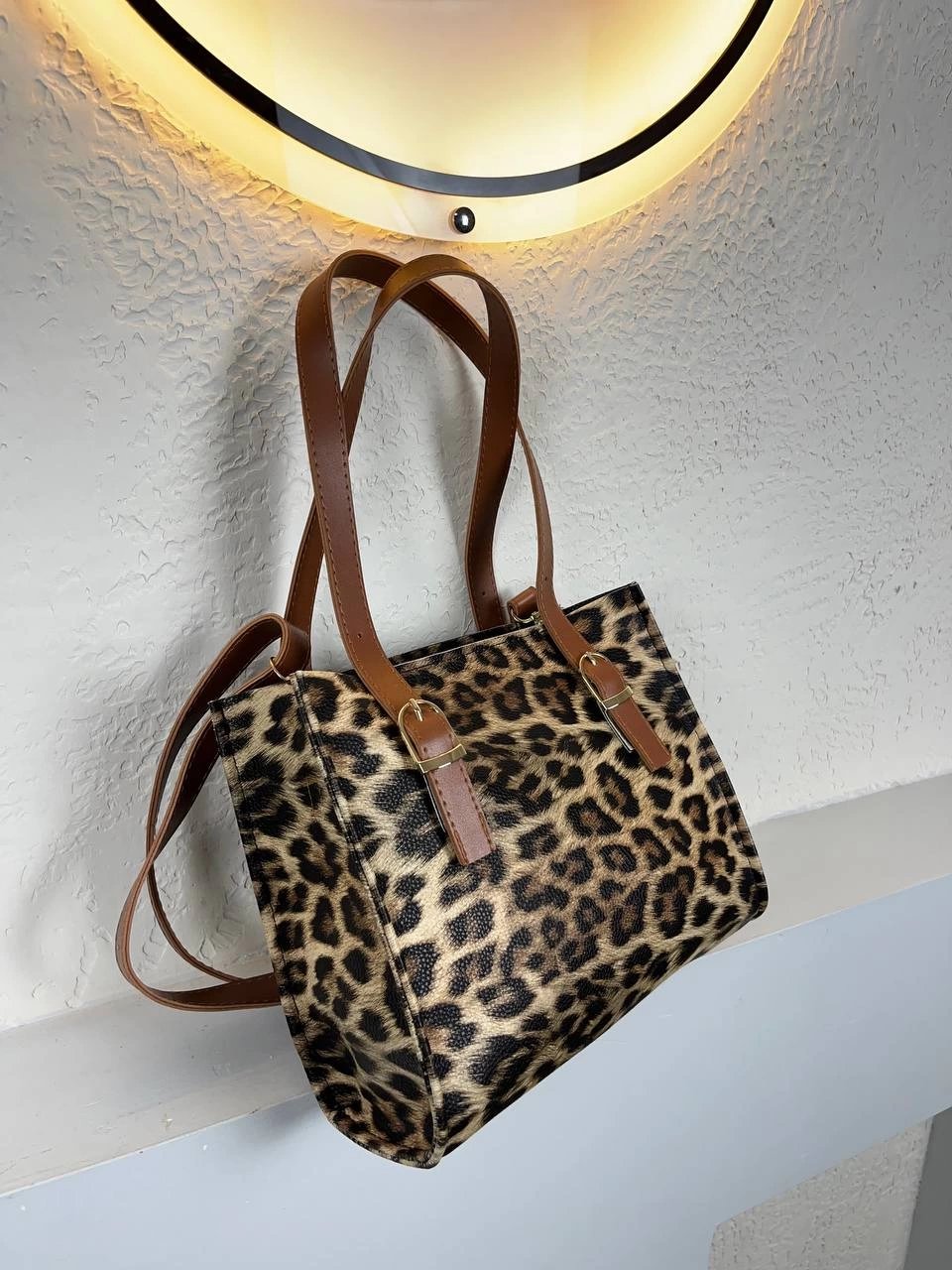 Leopar Renk Yumuşak Deri Çapraz Çanta CB7901