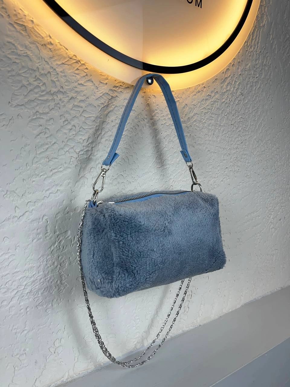 Mavi Peluş Silindir Çanta CB6309