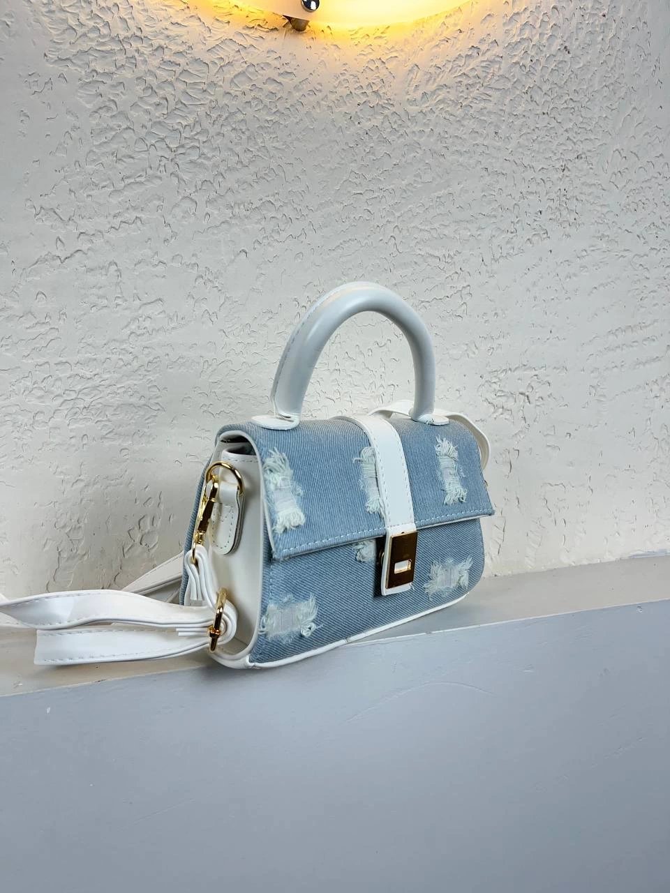 Mavi Renk Beyaz Sap Kalite Çanta ikra2019