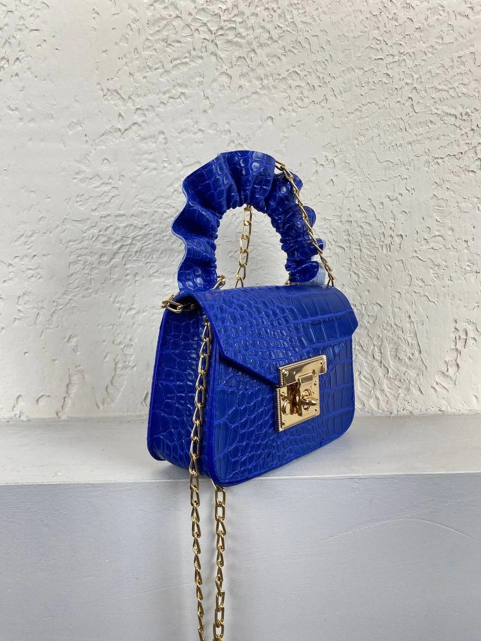 Mavi Zincirli Mini Çanta