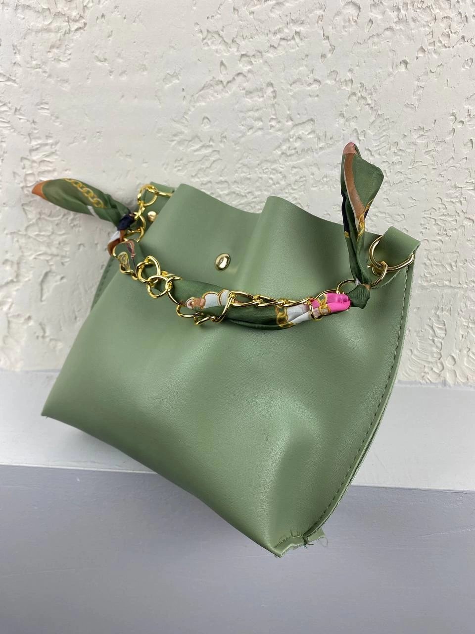 Mint Yeşil Büzgülü Çanta 2024