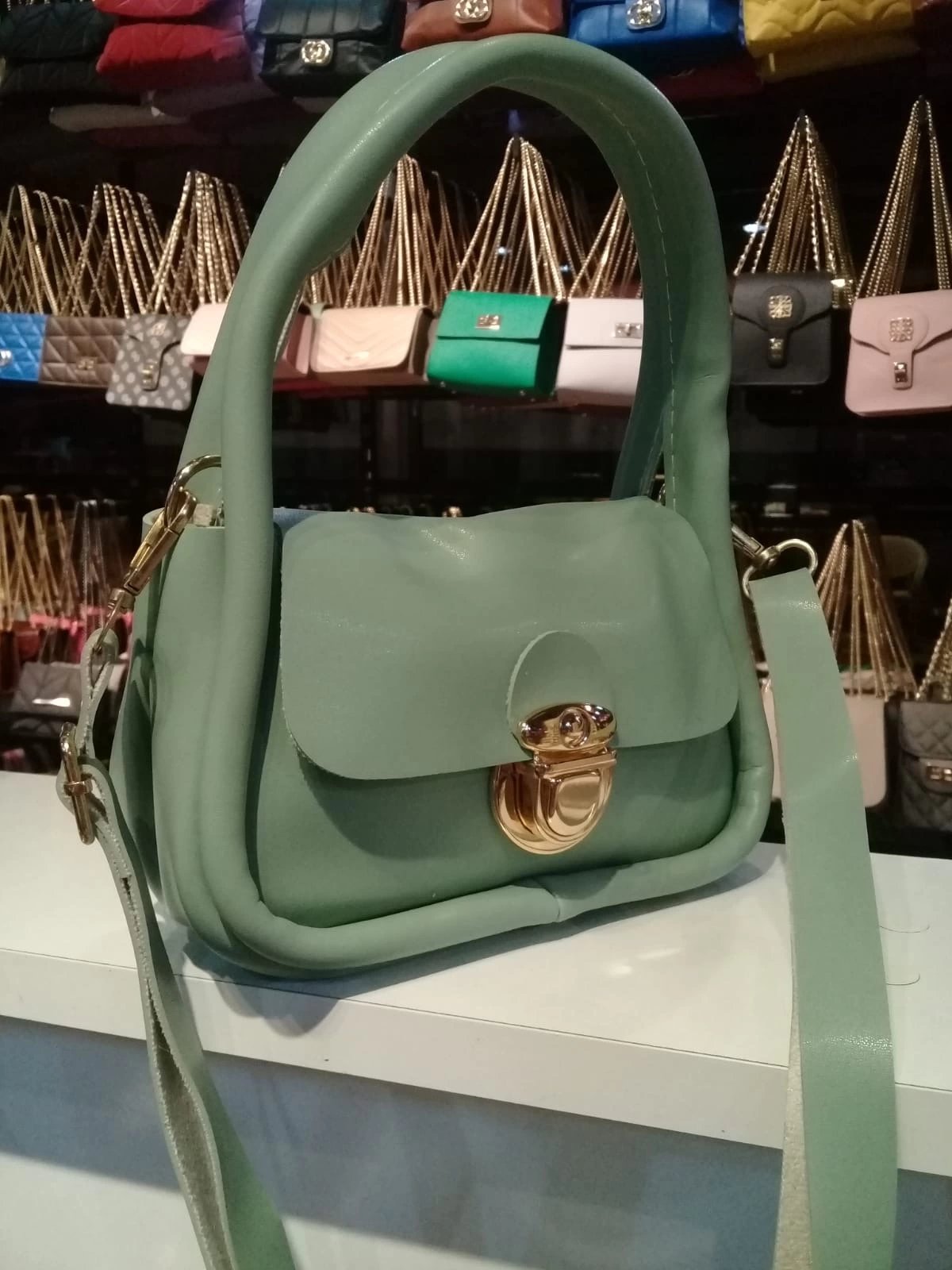 Mint Yeşil Renk Yumuşak Deri Kampanya Çanta CB2002